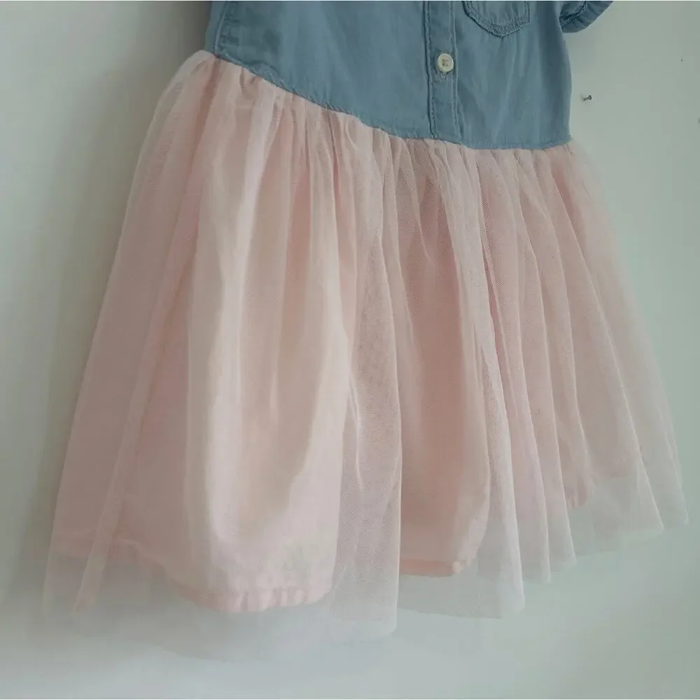 OshKosh B'gosh Denim & Pink Tulle Dress, Toddler Girl Size 2T